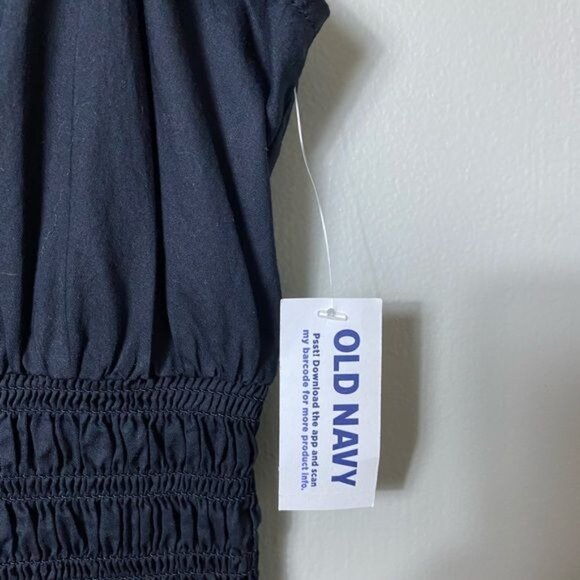 Old Navy Fit & Flare Sleeveless Tie-Shoulder Smocked Maxi Dress Size L New Black - Picture 11 of 13